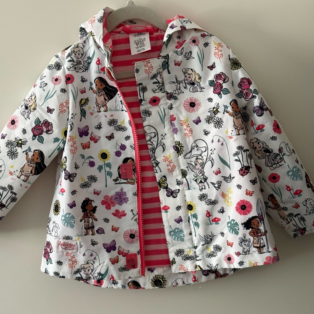 Disney Kids Character Print Raincoat - White and Pink